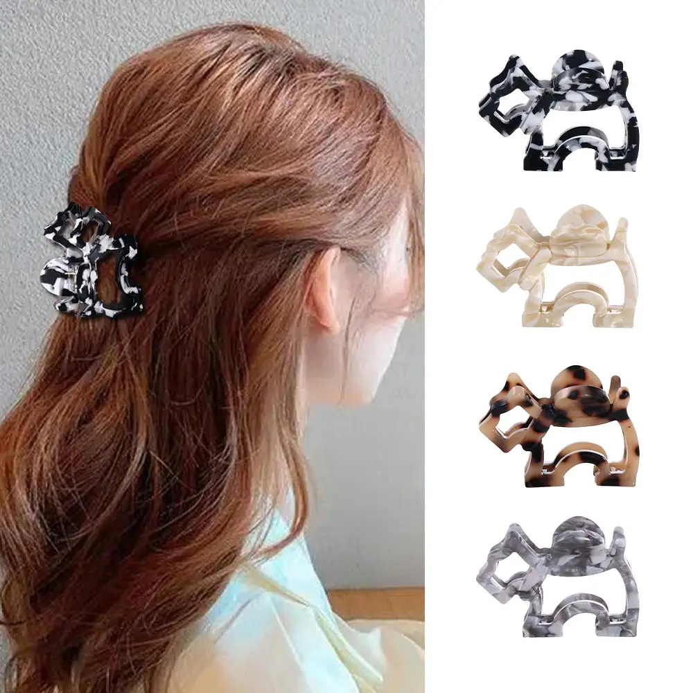 Women Girls Cute Animal Hair Claw Abstract Hollow Dog Hair Grip Clip Leopard Pattern Acetic Acid Hairpin Hair Accessories Gifts