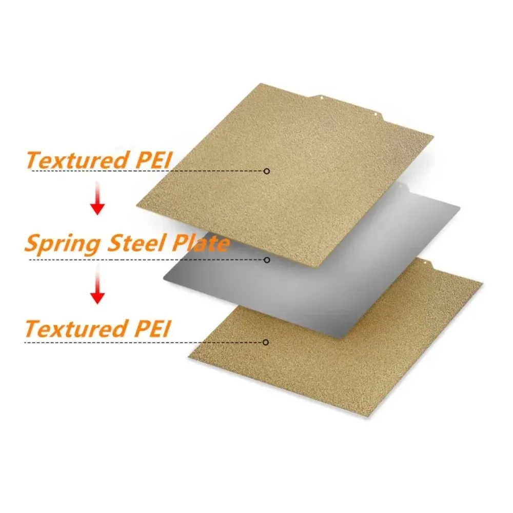 For Sovol SV08 SV03 Build Plate Textured PEI Double Sided Flexible Spring Steel Sheet 355x355mm for Voron 2.4 V2 350 3D Printer 2