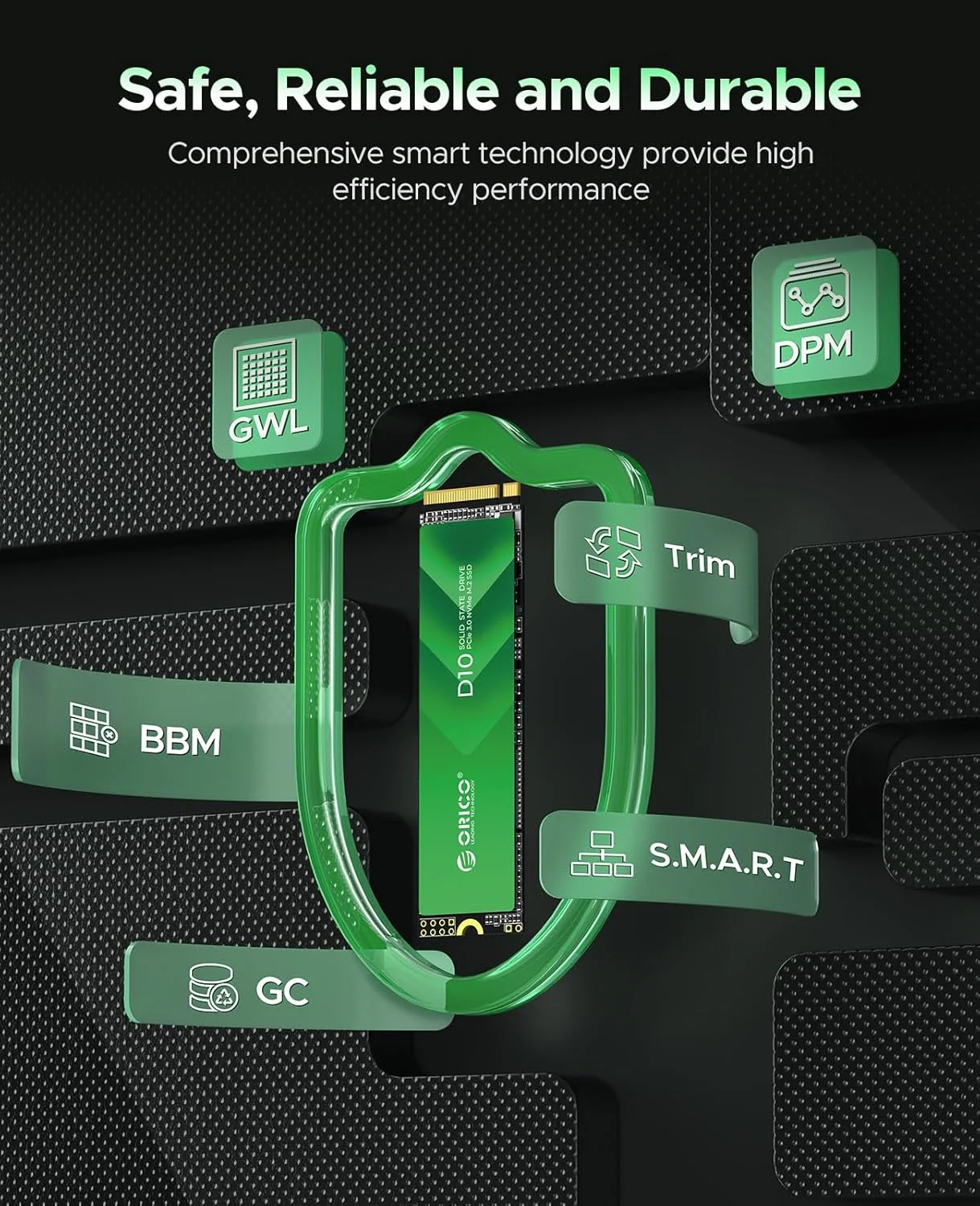 Imagem -04 - Oricio-unidade Interna de Estado Sólido 256gb M.2 Nvme Ssd Pcie Gen3x4 2280 até 2400 Mbps Tlc Nand Flash D10