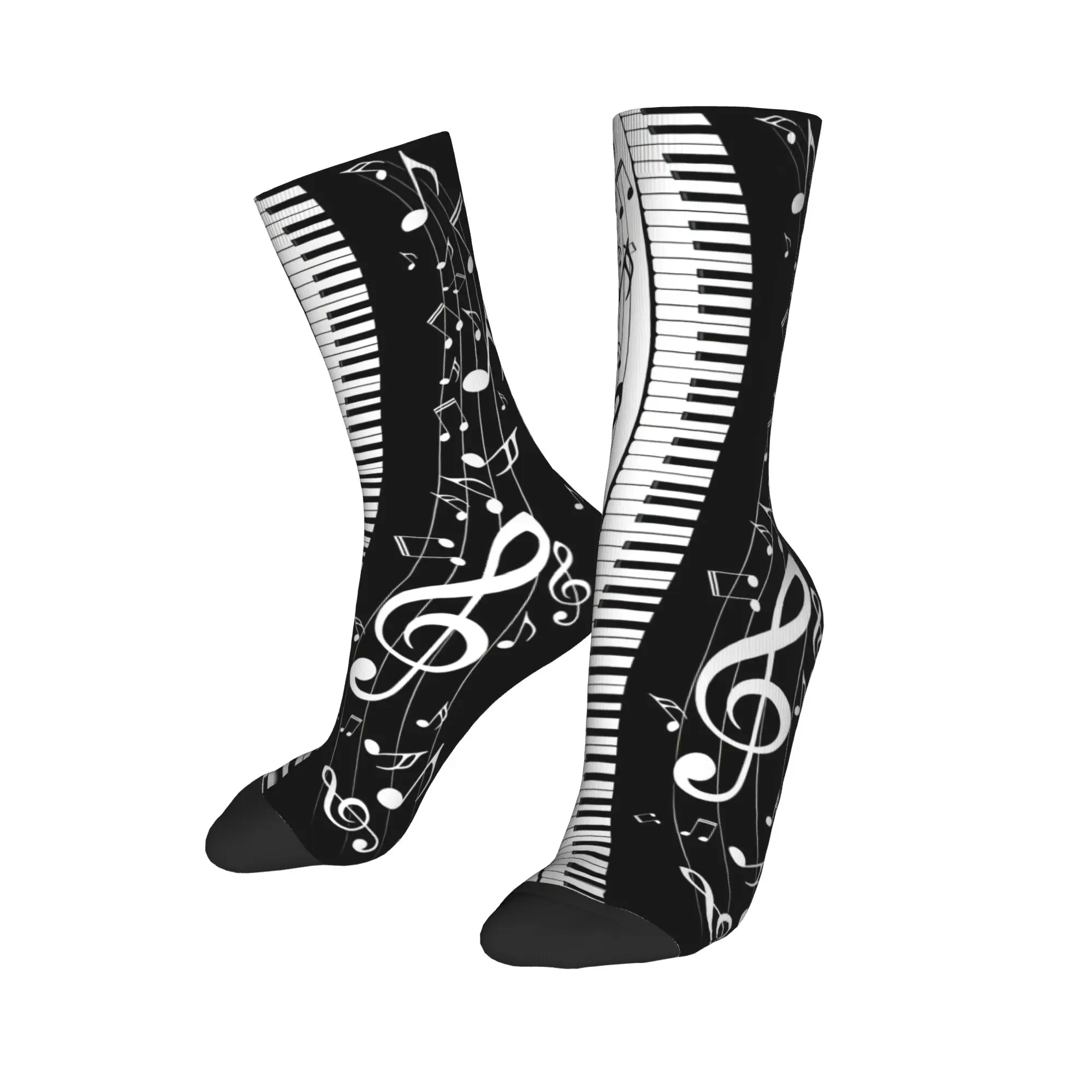 

Пользовательские минималистичные клавиши фортепиано, классические носки, мужские и женские теплые модные новые носки для экипажа