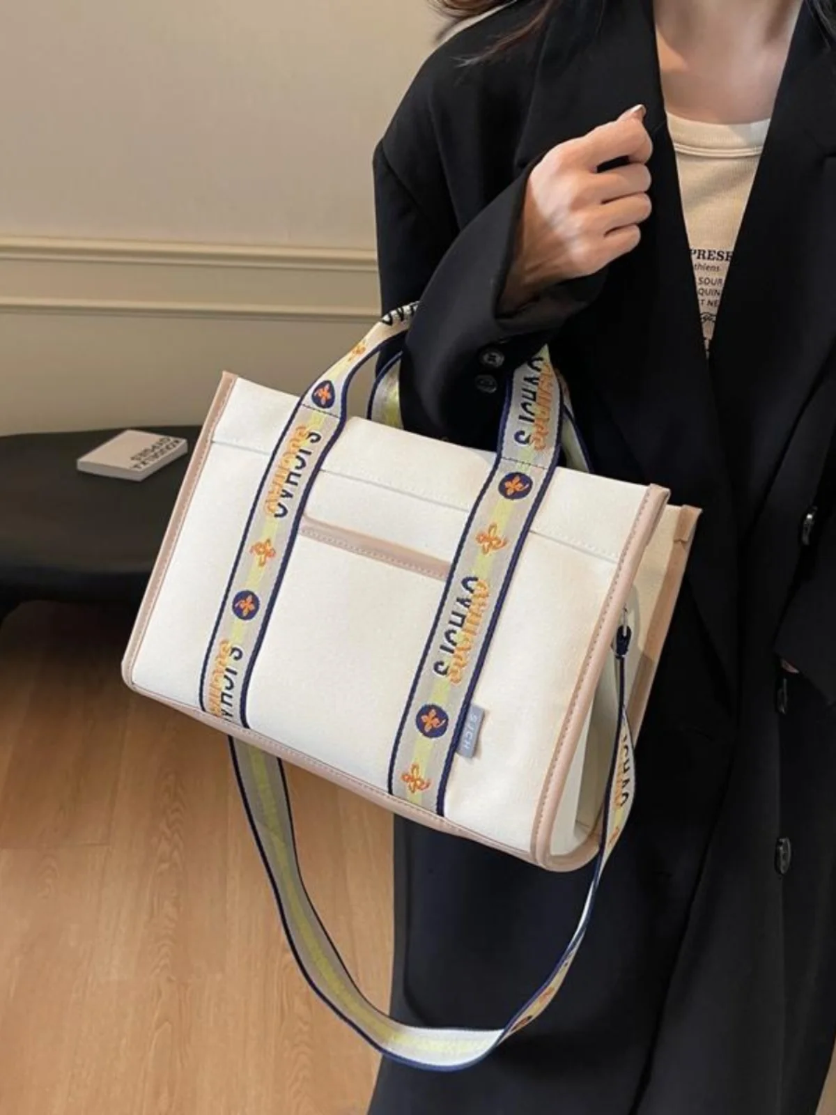 

Loose Canvas Tote Bag Women's Faionable Large Capaci Handbag Single oulder Bag Korean Sle Casual Pure Color Bag