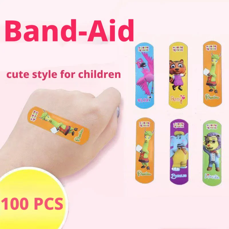 

100 шт. милых пластырей с животными, для ухода за телом, разноцветные и симпатичные пластыри гибкой формы.