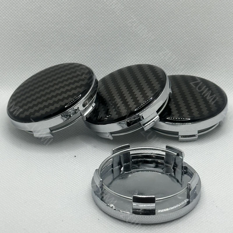 4Pcs 58mm 3D Carbon Fiber Car Wheel Center Hub Cap Dust-proof Cover Universal Auto Wheel Center Hub Caps Cover Kit Accessories