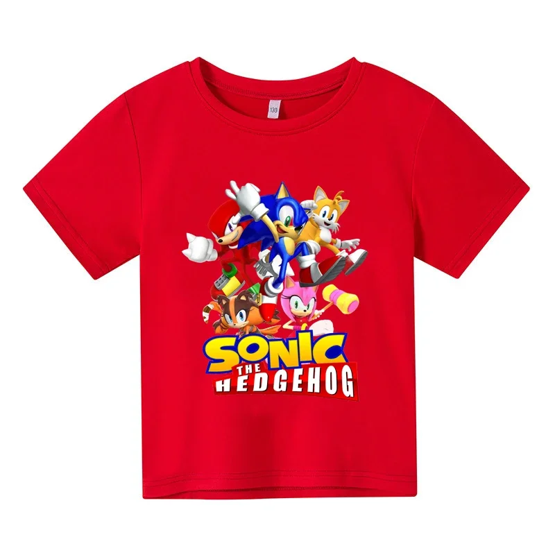 Nuovo cartone animato vestiti carini estate bambini ragazzi Sonic 2 t-shirt stampata manica corta neonate t-shirt Sonic Cotton manica corta