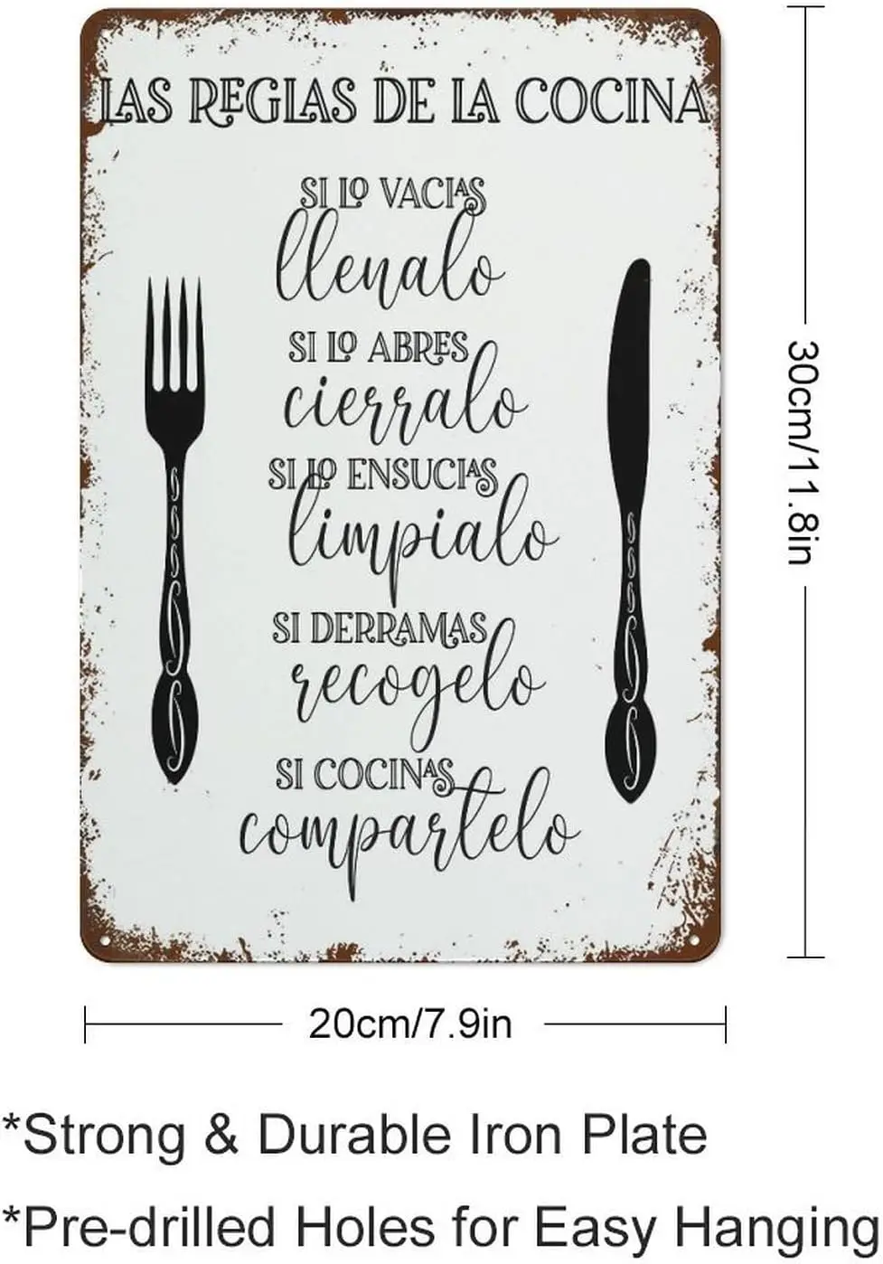 Metal Tin Sign Vintage Metal Signs Cocina Spanish Kitchen Print spagnolo Wall Art Home Decor Retro Wall Decor Tin Sign Funny Deco