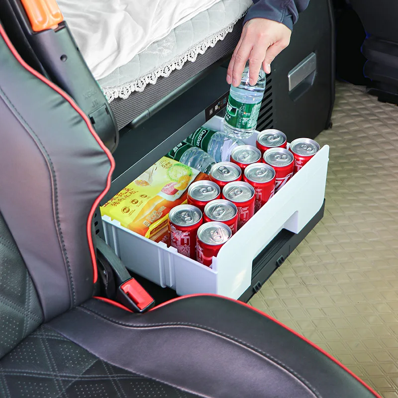 Rapid Cooling 28L Car Refrigerator Slide Door Drawer Fridge Compressor Freezer for Camping Camper Van Truck
