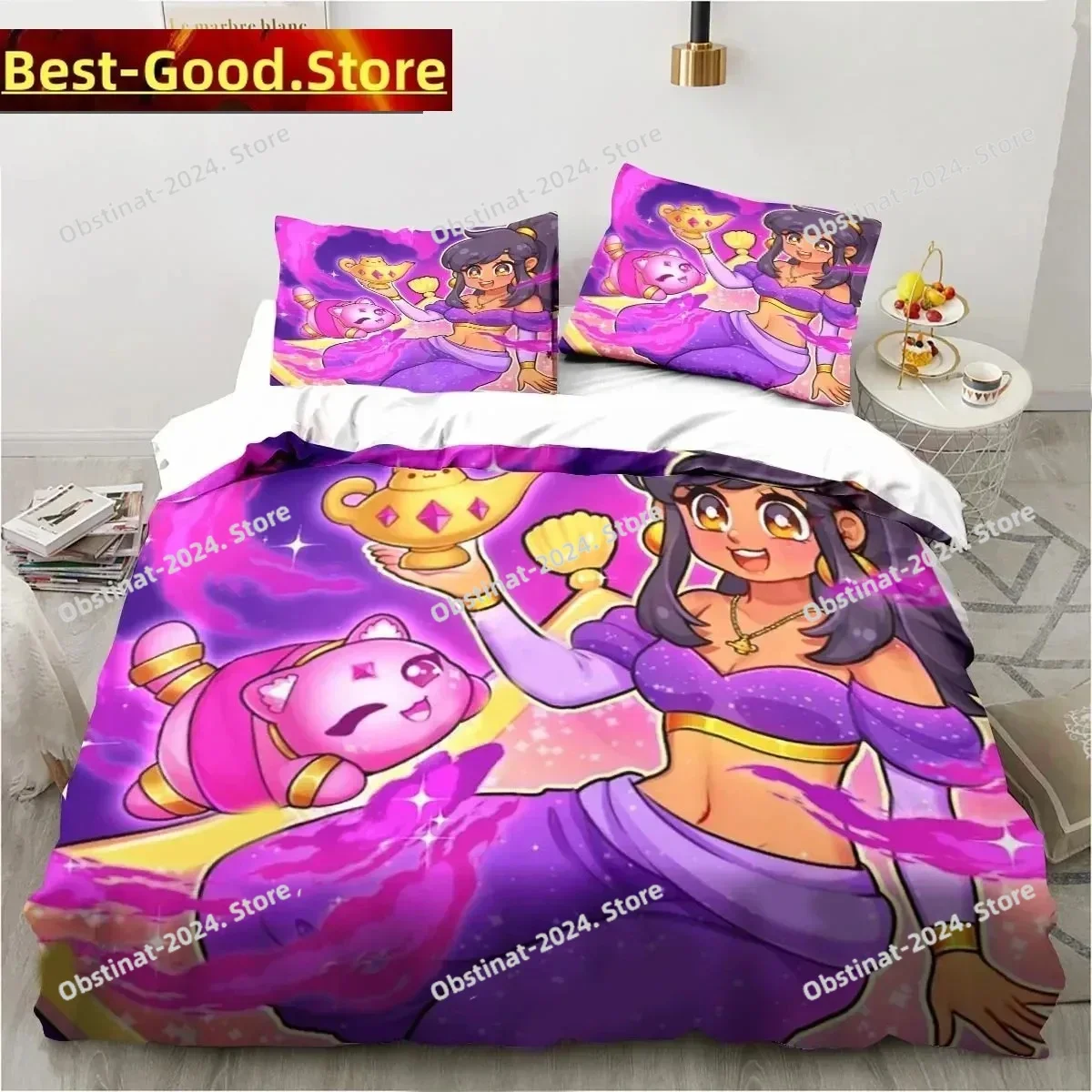 

Cartoon Game Cute Aphmau with Wings Printed Bed Set Duvet Cover Pillowcase Bedding Set Linen Sheet Quilt Full Queen King Size