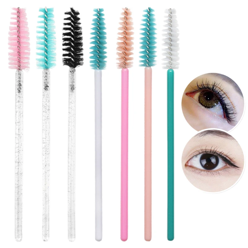 50Pcs New Eyelash Brushes Disposable Professional Mascara Stick Applicator Spiral Brush Portable Eyebrow Brush Makeup Tools