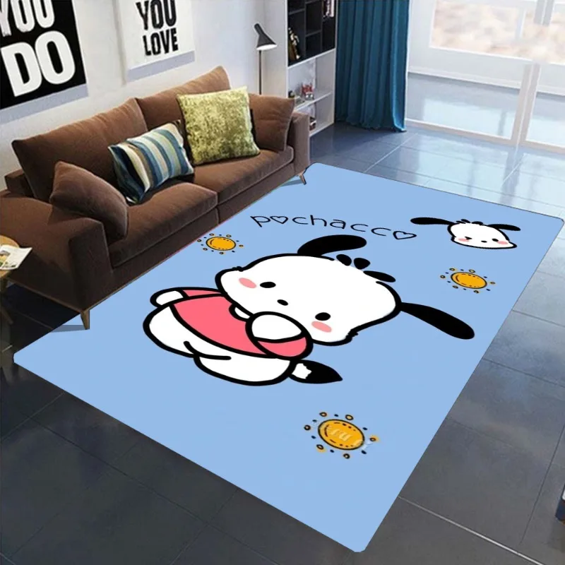سجادة أرضية مطبوعة من Kawaii Sanrio Pochacco مساحة كبيرة غير قابلة للانزلاق لتزيين غرفة المعيشة والأريكة وغرفة النوم، لطيفة جدًا وجمالًا