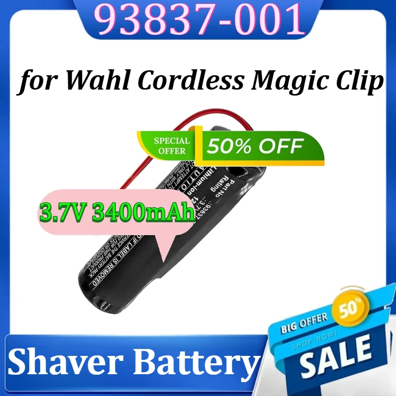 

3.7V 3400mAh 12.58Wh Rechargeable Battery for Wahl Cordless Magic Clip Shaver Battery 93837-001