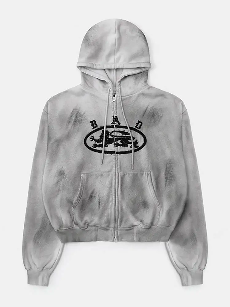 Retro waed hoodie dames casual streetwear Jaet Spicy Girl Sle ort lengte ritssluiting lange Sve comfort fit