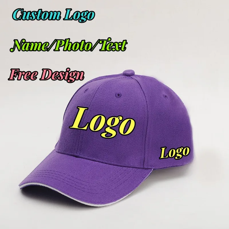 Unisex Dad Hat With Logo Baseball Cap DIY Custom Advertising Promotional Caps Embroidery Or Print Sandwich Solid Color Hat