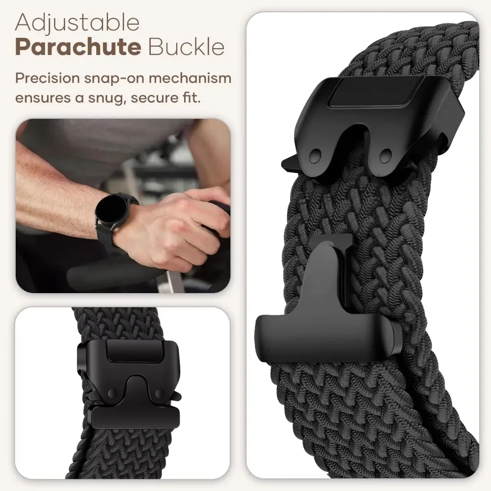 Nylon Braided Strap for Garmin Forerunner 965 265 165 55 255 Music Parachute Buckle Comfortable Band Garmin Venu 3/2 Active 5/6