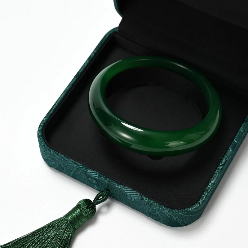 Oirlv Vintage Jewelry Gift Box Elegant Chinese Silk Jewelry Boxes Storage Ring Necklace Pendent Bangle Chain Green Jewelry Box