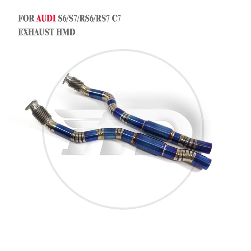 Head Section High flow Pipes Exhaust Pipes branch downpipe Exhaust Pipe with for Audi S6 S7 RS6 RS7 C7 4.0T 2013-2018 Front Tube