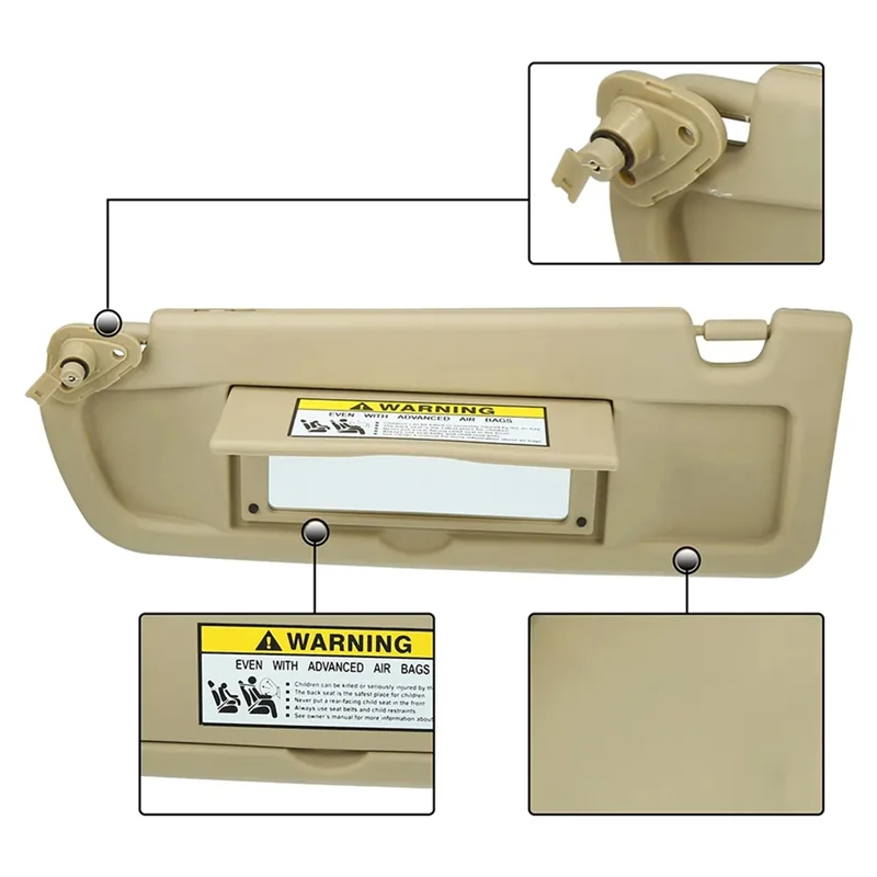 Right Side No Light Sun Visor Shield Sunvisor Block Shade for Honda Civic 2006-2008 Beige 83230-SNA-A01ZF