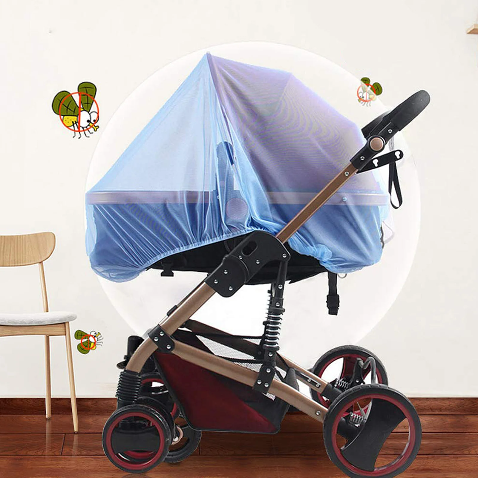 

2Pcs Infant Stroller Net Bug Bee Wasp Shield Elastic Portable Lightweight for Crib Playpen Cradle Stroller Net