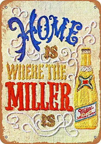 Metal Sign - 1969 Miller Beer Needlepoint - Vintage Look