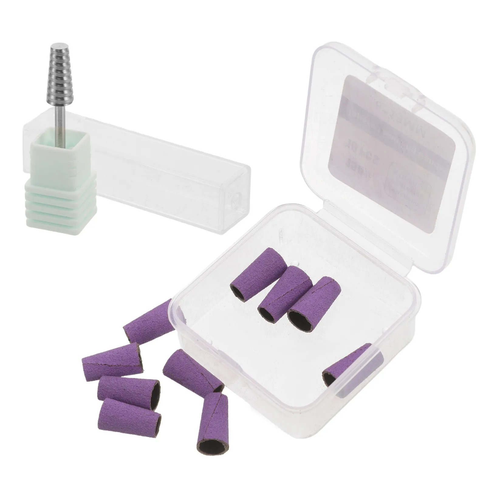 1Set Nail Drill Bits Sanding Bands Purple Fine Grit Conical Shaping Buffing Grinding Bands for Acrylic Gel Nails Art