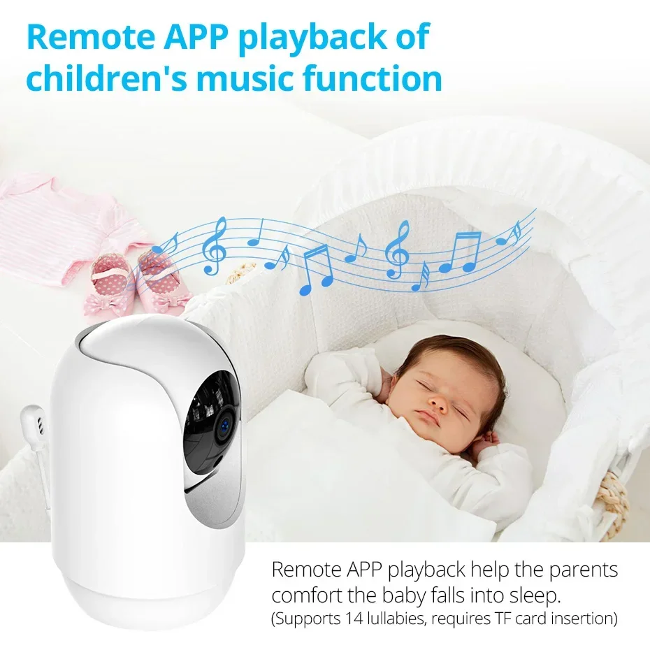 Wifi Baby Camera Temperature & Alarm 3MP Baby  Two-way Audio Baby Camera Security Crying Detection PTZ