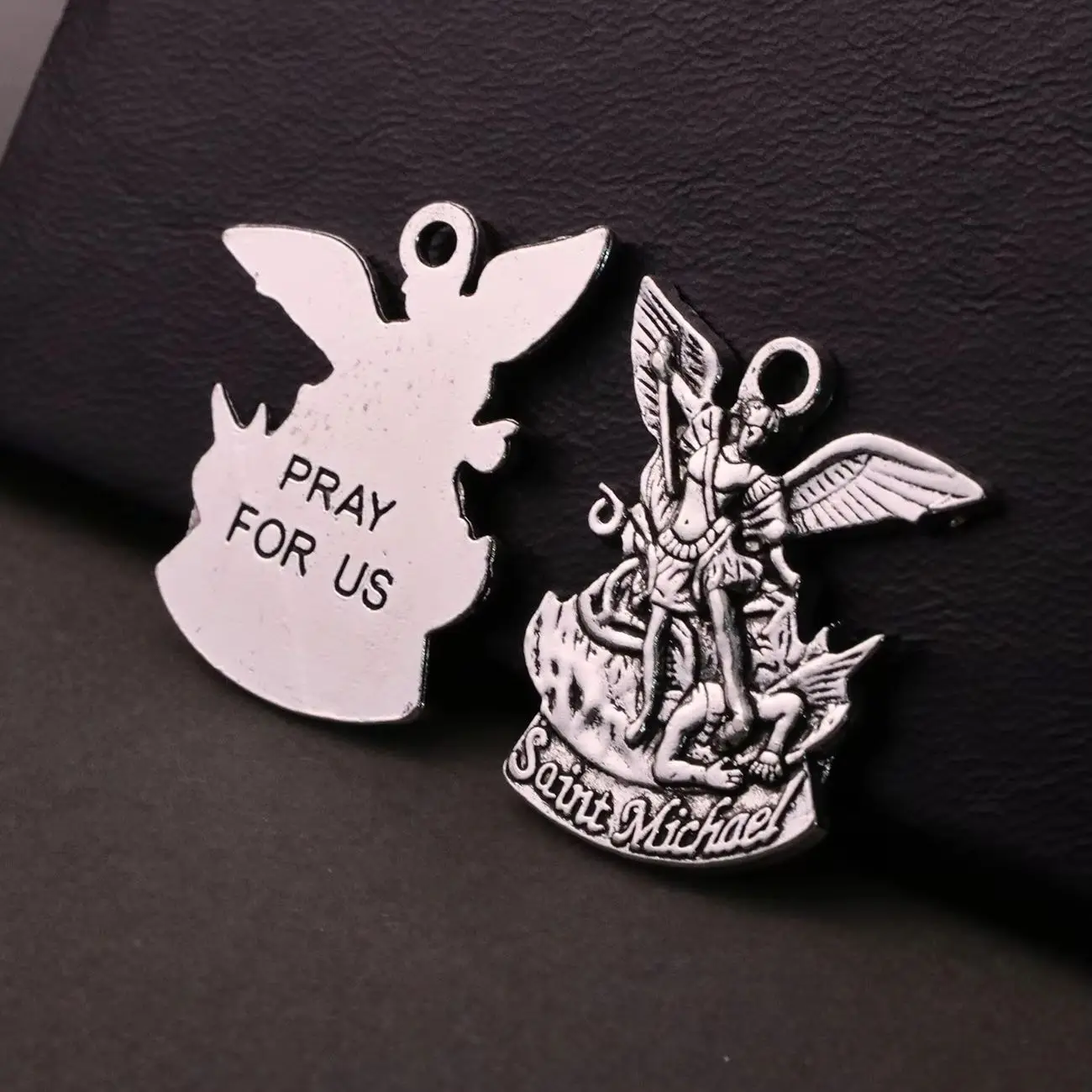 5Pcs The Archangel St.Michael Protection Medal Christian Saint Michael Pray for Us Charm Pendant Jewelry DIY Making Accessories