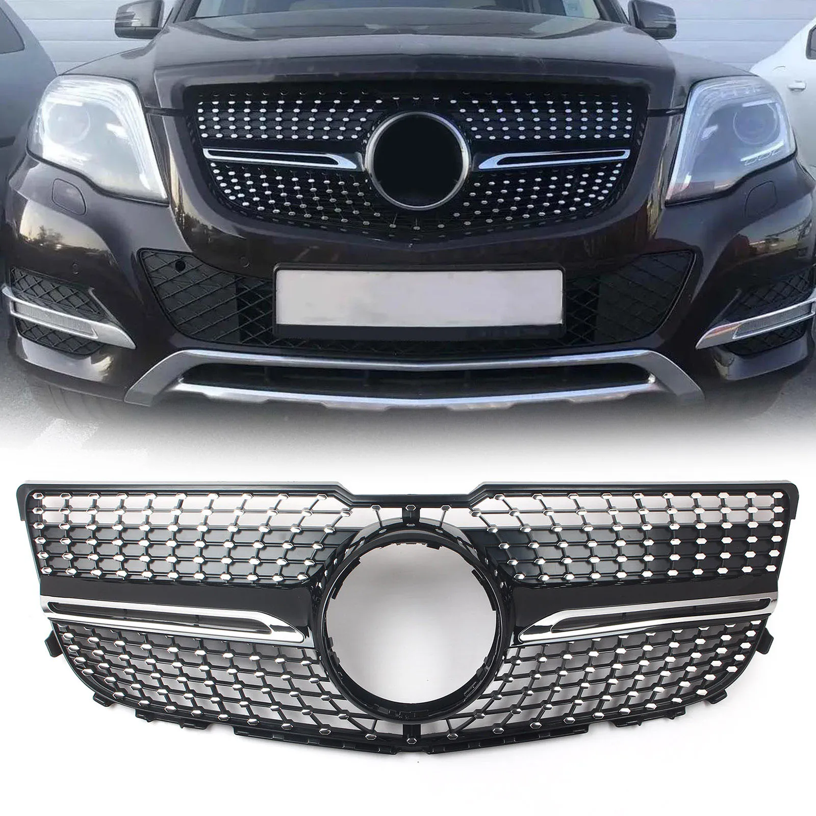 

Car Front Bumper Racing Grill Billet Gril Tuning Accessories For Benz GLK Class X204 GLK250 GLK300 GLK350 2013-2015