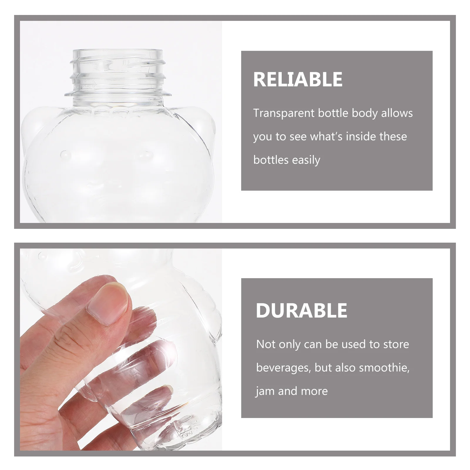 

6Pcs Clear Beverage Bottle Plastic Juice Bottle for Smoothie Jam Storage Reusable Pet Material Suitable for Various
