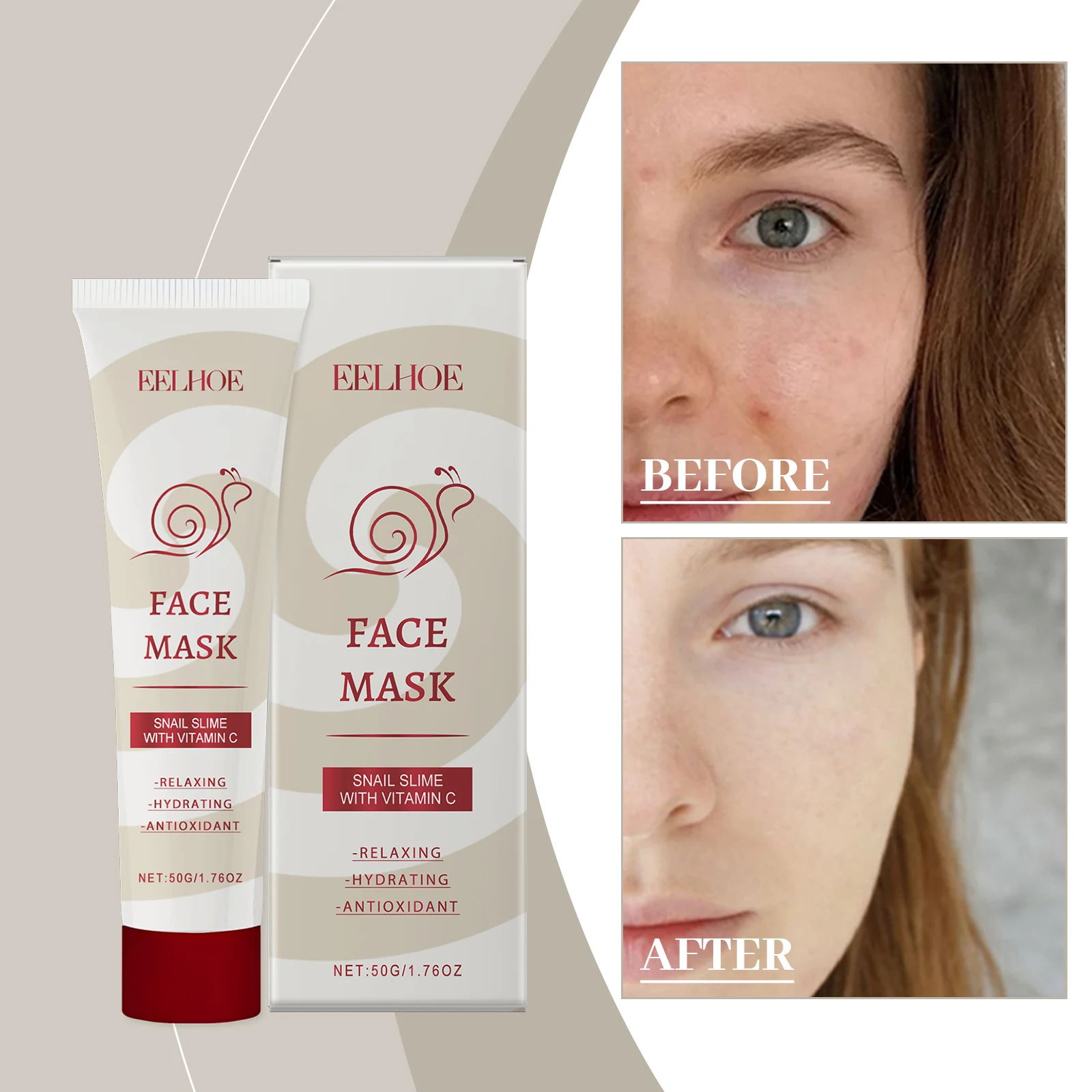 

Маска EELHOE Snail Vitamin C для нанесения нежного увлажнения, подтяжки, увлажнения, повышения яркости кожи