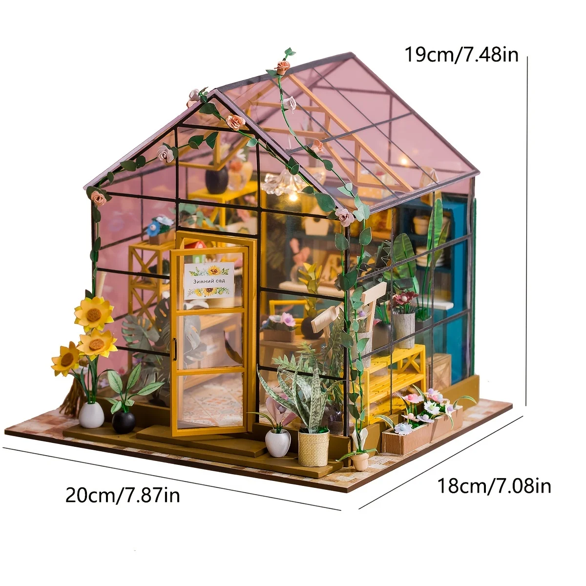 Mini kit per casa delle bambole fatta a mano fai-da-te del negozio di fiori, kit mini casa costruita per adulti con puzzle in legno 3D adatto per la famiglia e gli amici