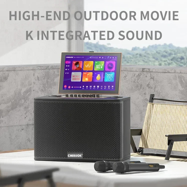 Home Outdoor Portable Touchscreen 14.1 Inch Smart Speaker Bluetooth Stereo Wireless Party Karaoke Machine with Microphone