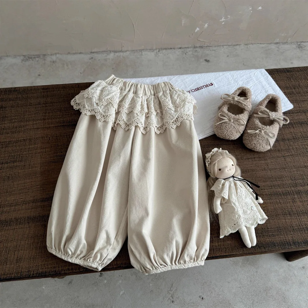 2026 Autumn New Korean Light and Thin Girls Korean Lantern Pants Fashion Pants Casual Foot Binding Butt Curtain Pants
