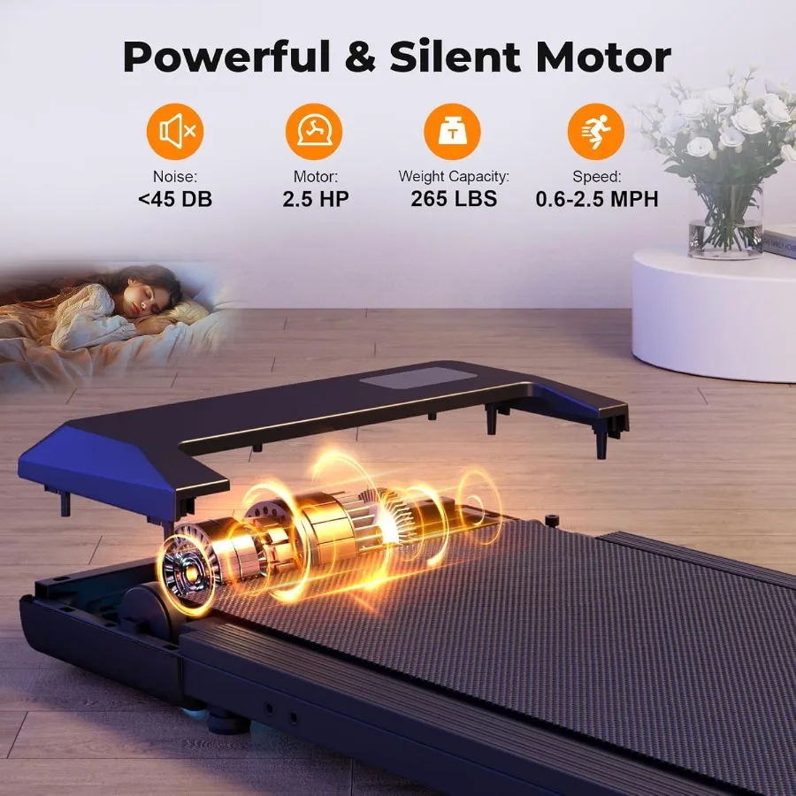 جهاز مشي محمول تحت المكتب للاستخدام المكتبي والمنزلي: تصميم 3 في 1 مع جهاز تحكم عن بعد وشاشة LED هادئة 2.5 حصان للمشي و