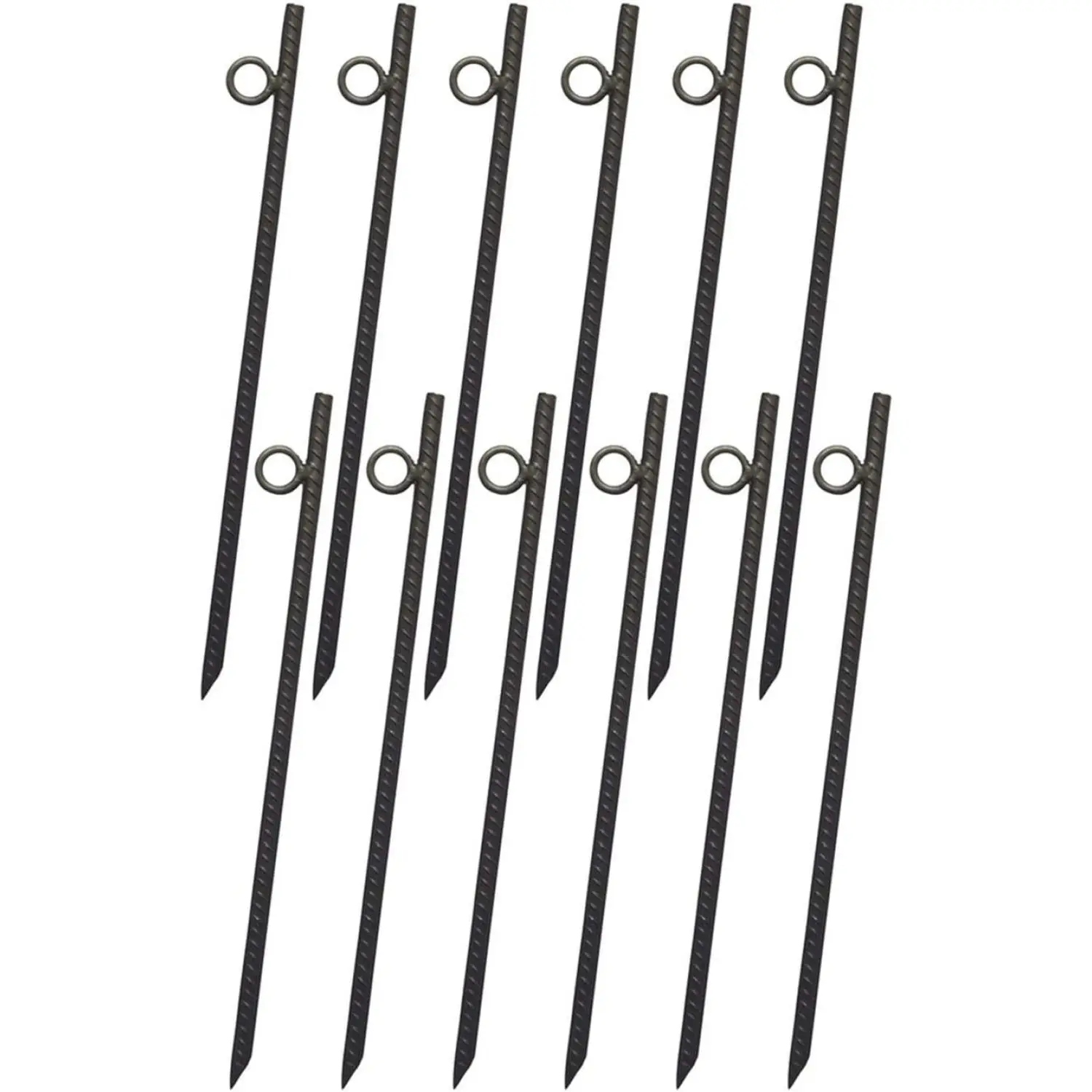 

Rebar stake with loop 12pcs Grip Rebar 3/8x 18 Inch Steel Durable Heavy Duty Tent Canopy Ground Stakes with Angled Ends and 1 In