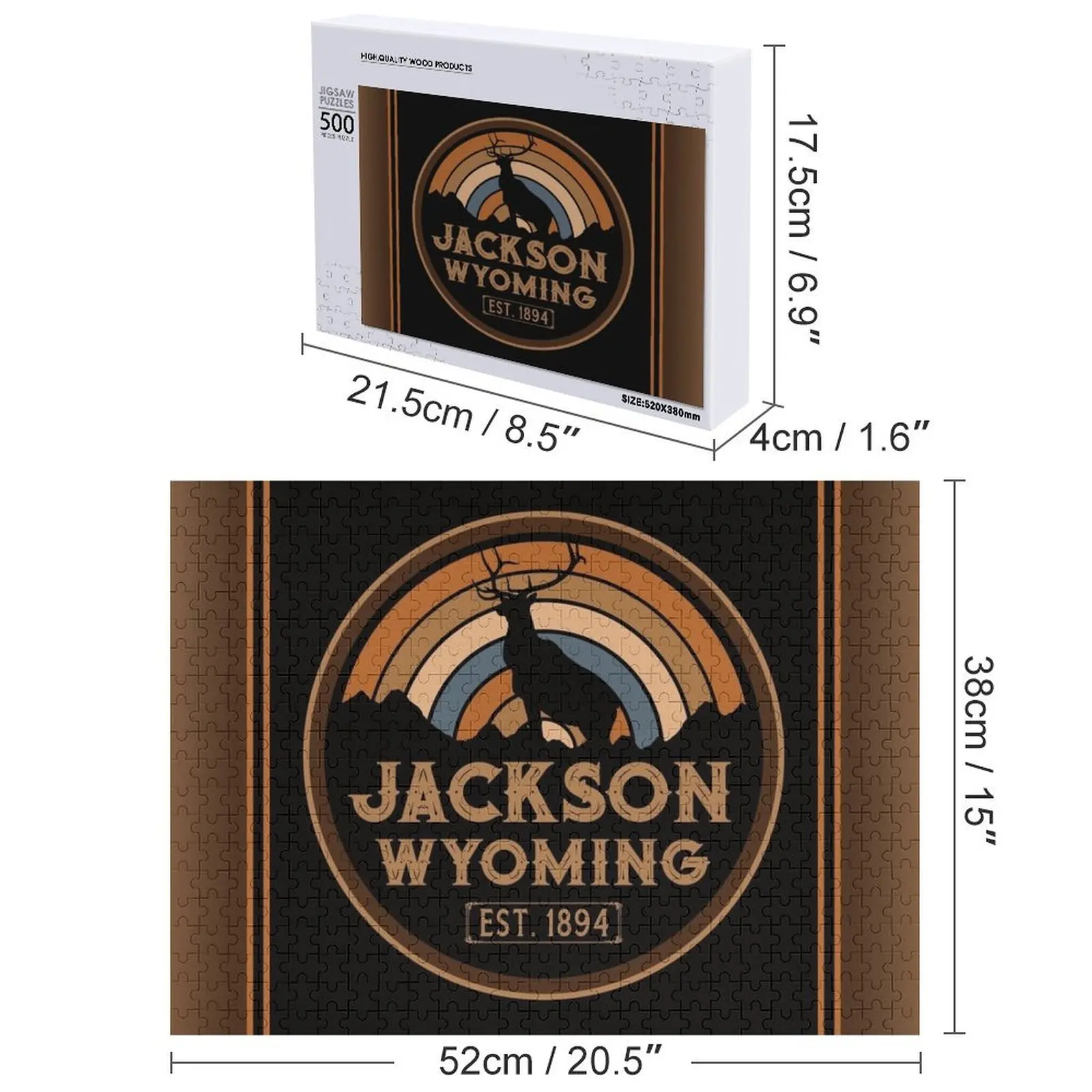 잭슨 와이오밍 레트로 와일드 웨스트 카우보이 직소 퍼즐 나무 이름 맞춤형 아기 장난감 퍼즐