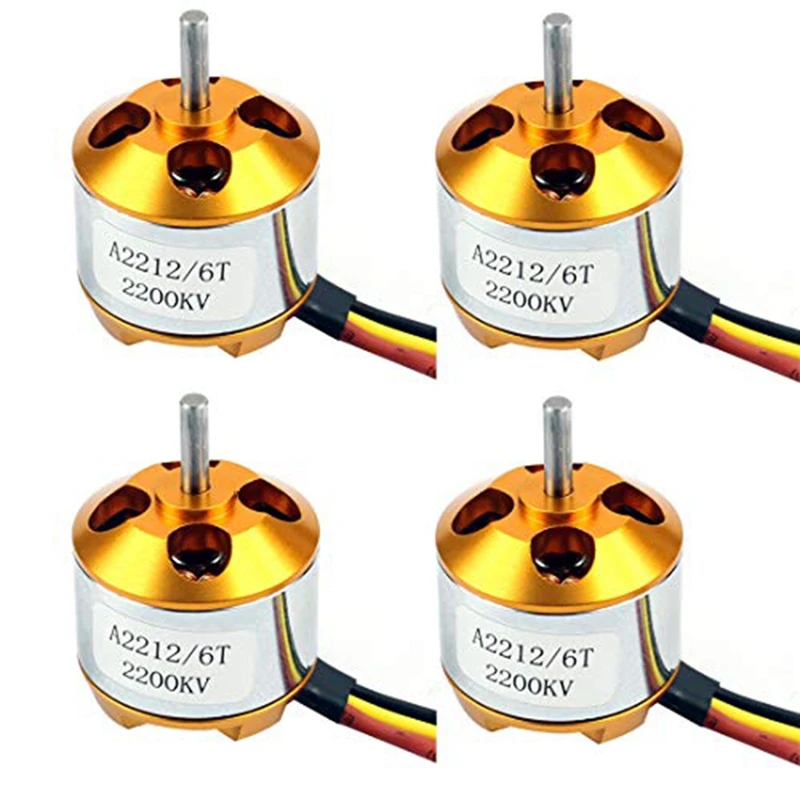 4 Pcs 2212 2200KV Brushless Motor With Mounts 6T For DIY RC Aircraft Plane Multi-Copter Quadcopter Drone Accessories