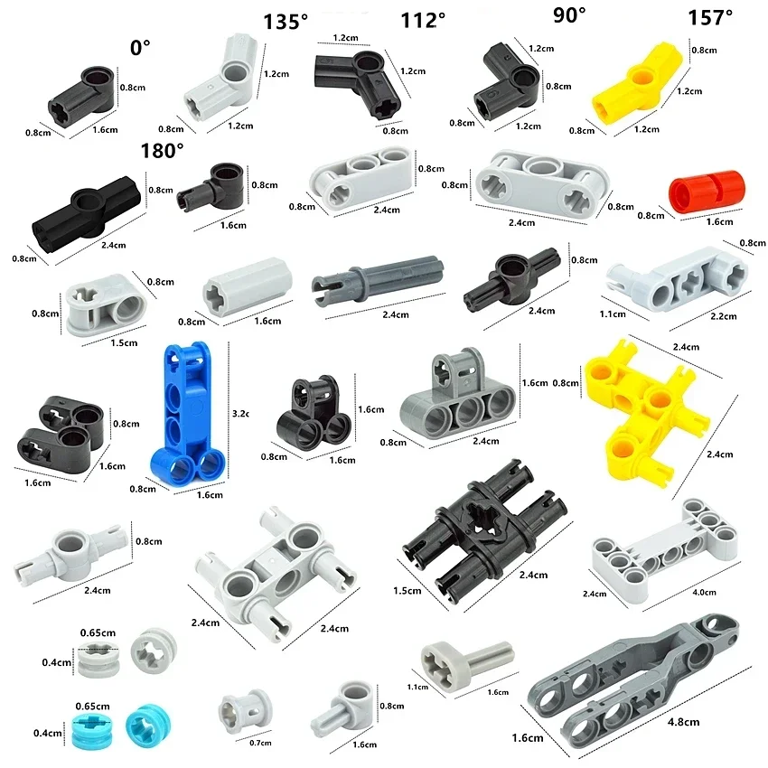 Building Block Accessories Bolt Pin Peg Cross Axle Connector Changeover MOC Technical Particles Car Model Rod Shafts Parts Toys