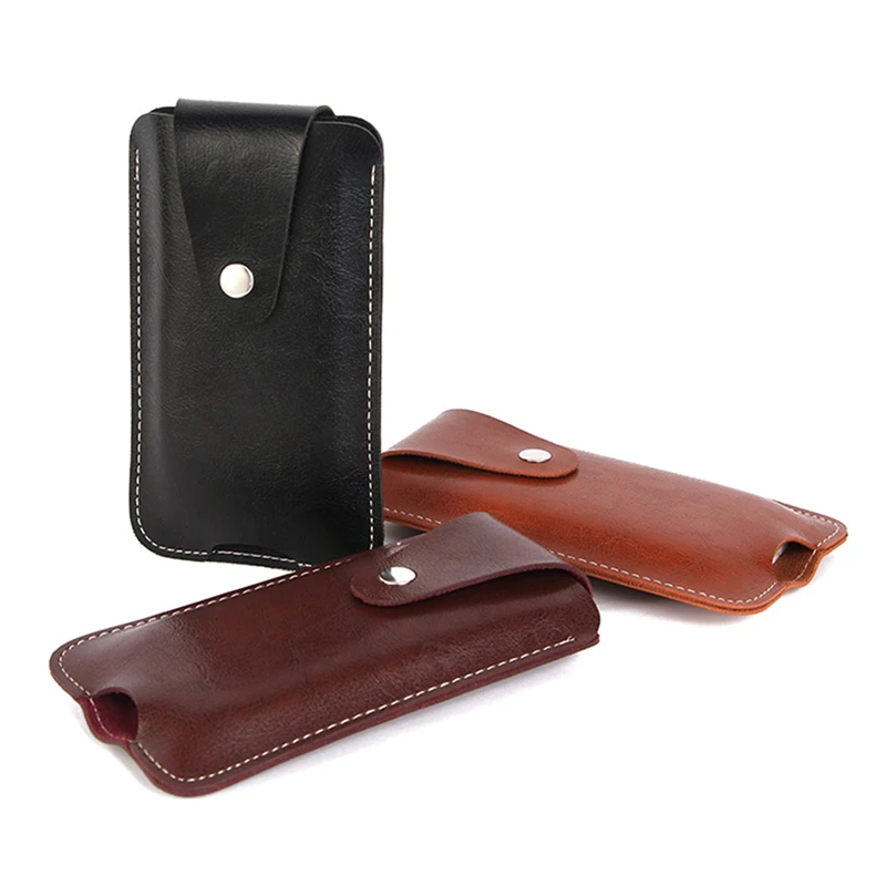 High Quality Leather Phone Waist Bag Pouch Hook Design Waist Pack Bag Retro Multifunctional Mobile Phone Belt Bag Buckle Bag