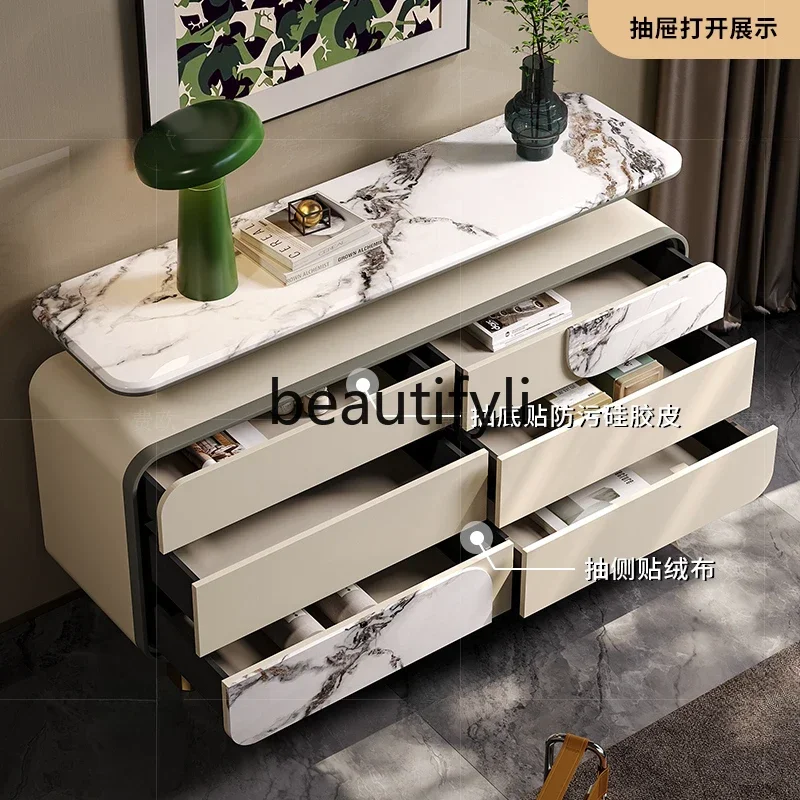 

Light luxury six-bucket dining side cabinet Italian fashion storage storage advanced entrance cabinet