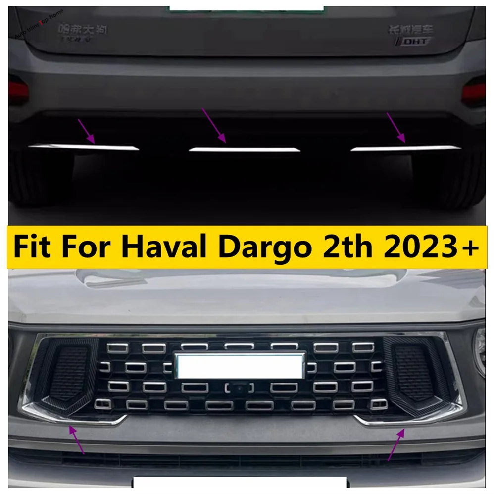 

Car Accessories ABS Carbon Fiber Look Front Grille Metal Rear Bumper Trim Decoration Strips Cover For Haval Dargo 2th 2023 2024