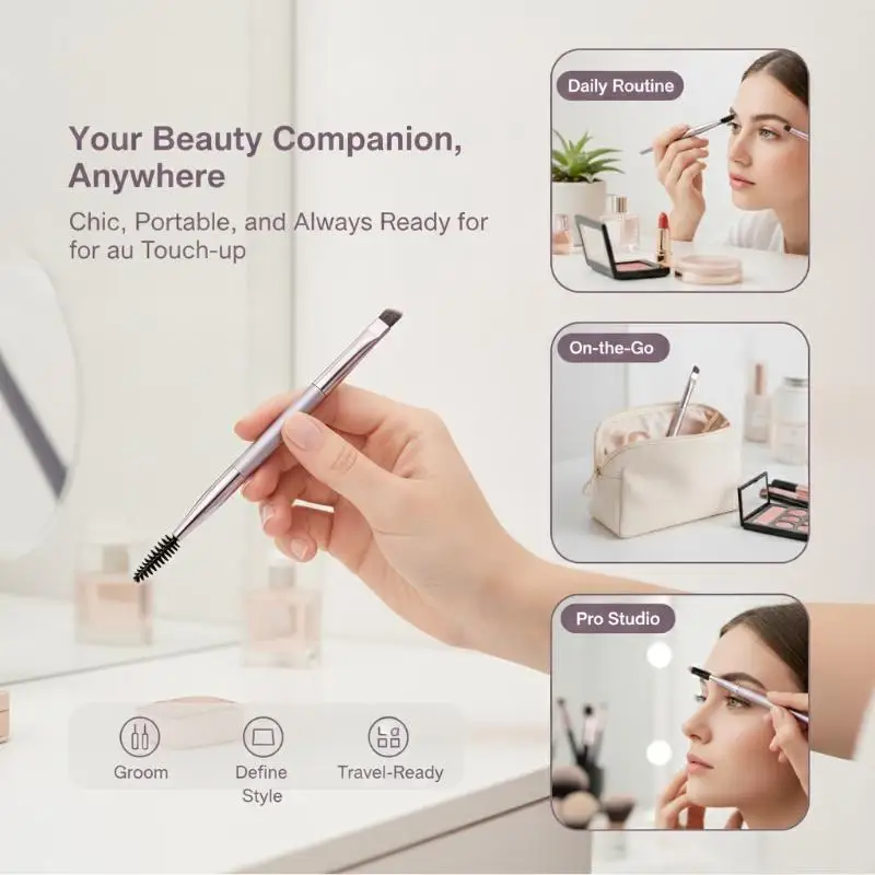Double-headed Eyebrow Brush Eyelash Grooming Comb Lightweight Sweat Resistant for Makeup Beginners Home Daily Use