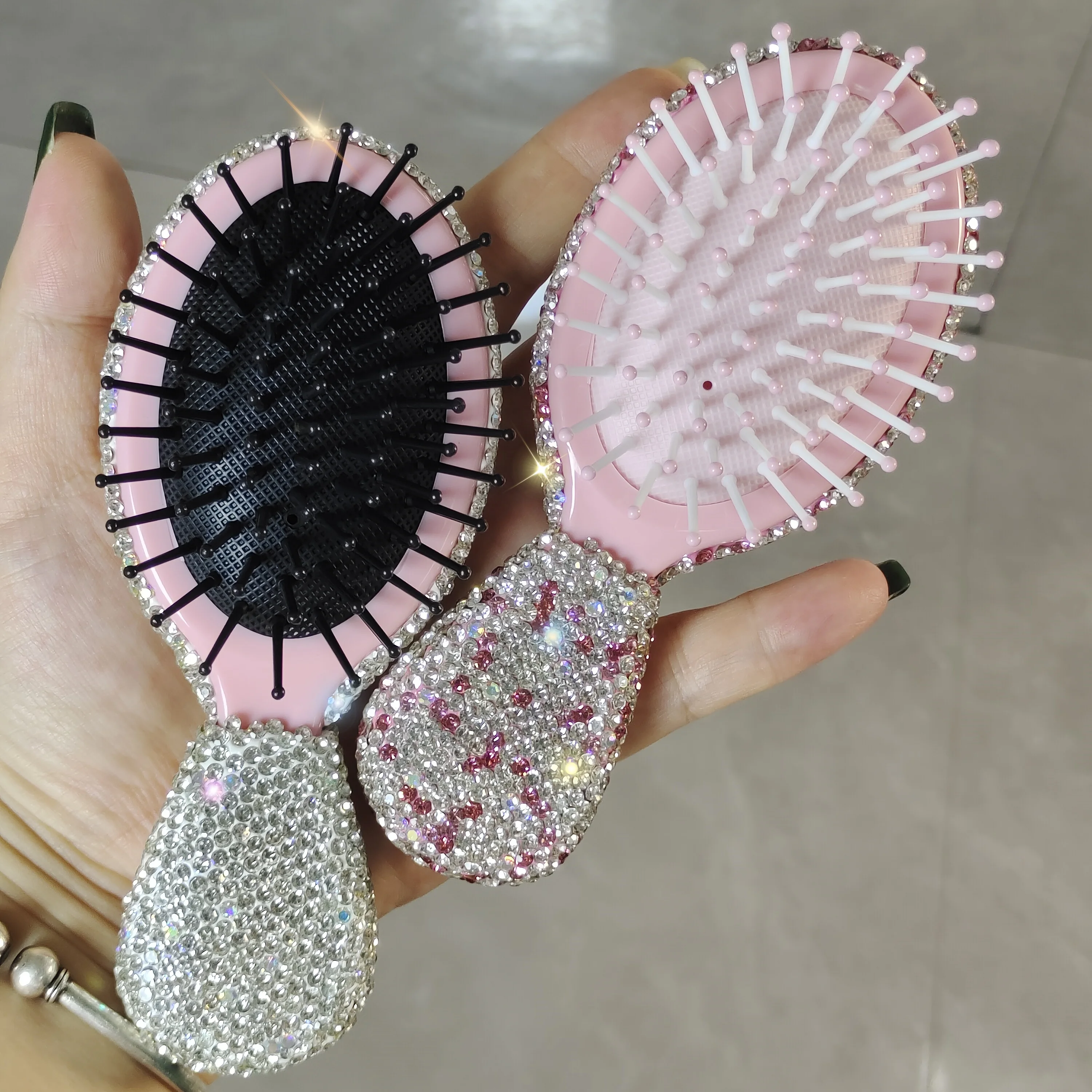High Appearance Level Air Cushion Comb Artificial Diamond Set Home Portable Mini Hair Compact Smooth Hair Comb
