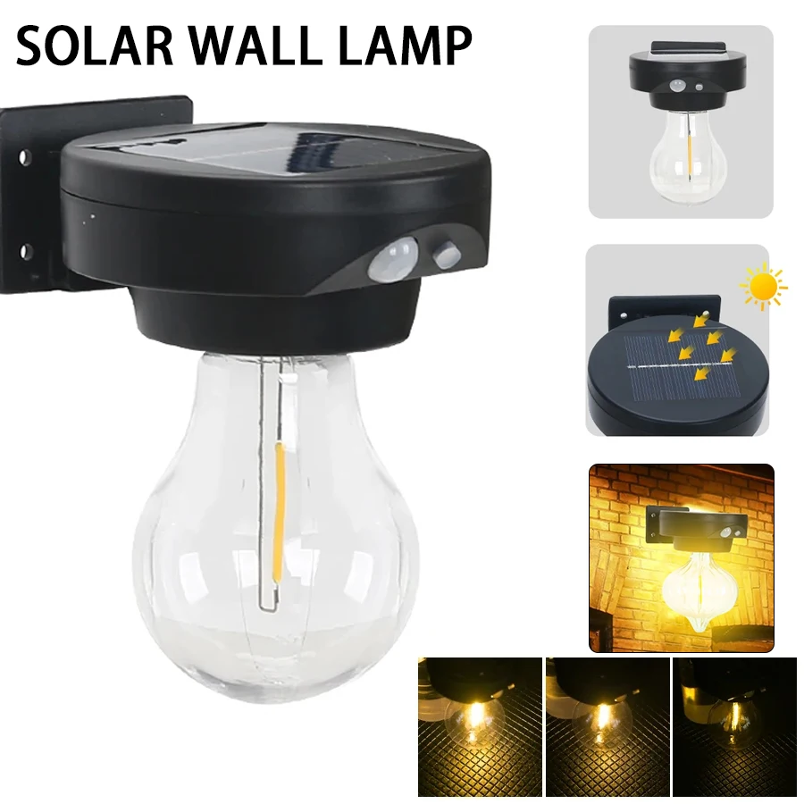 

Настенные светильники с солнечной батареей, несколько стилей, водонепроницаемые лампы с датчиком движения, с солнечными панелями, для украшения сада, уличного освещения