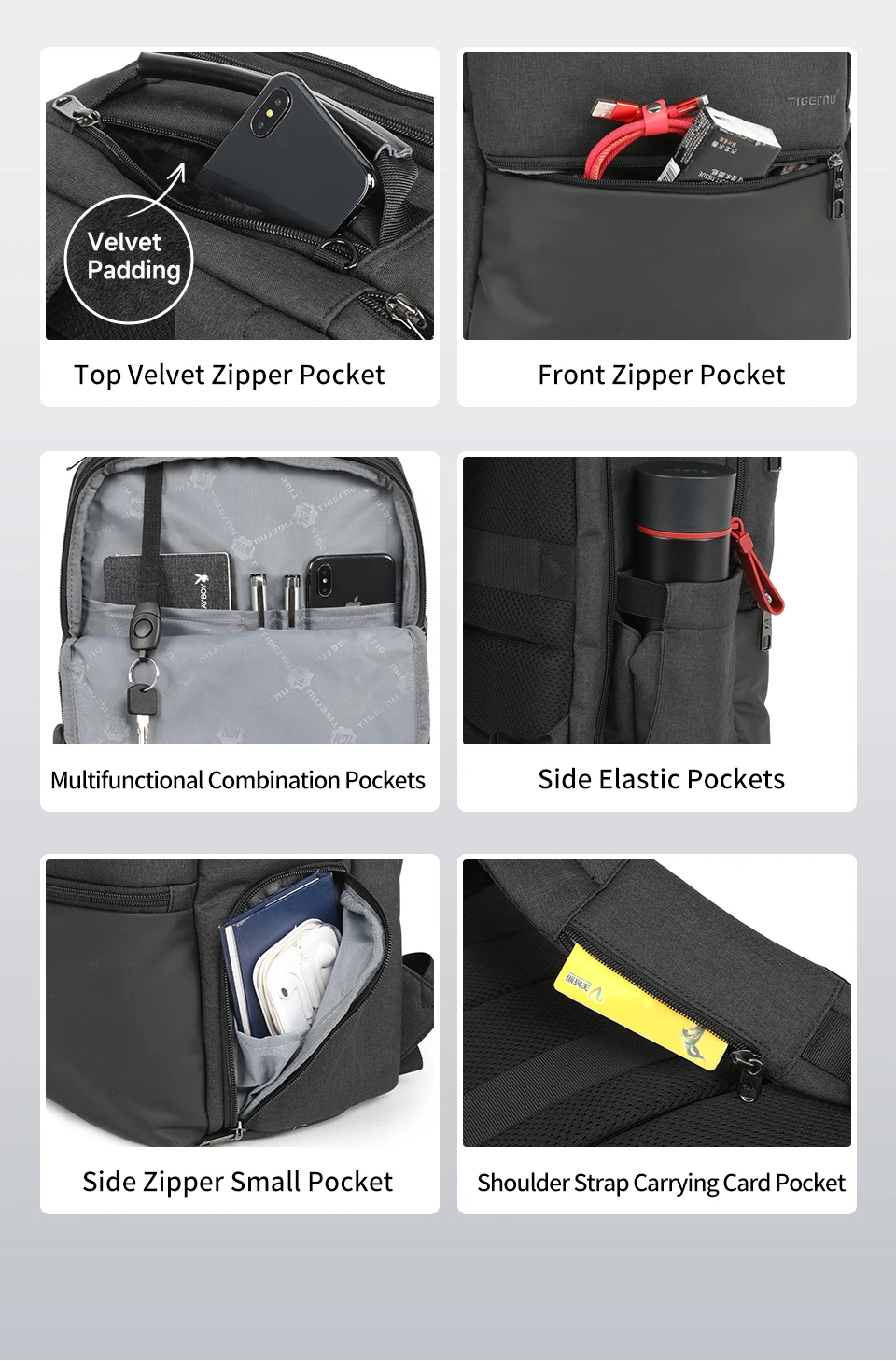 Tigernu Reise Rucksäcke Für Männer 15,6 17 19'' Laptop Rucksack Männlichen Business Rucksack Taschen Für Schule Rucksack Mochila Rucksack – Detail 12