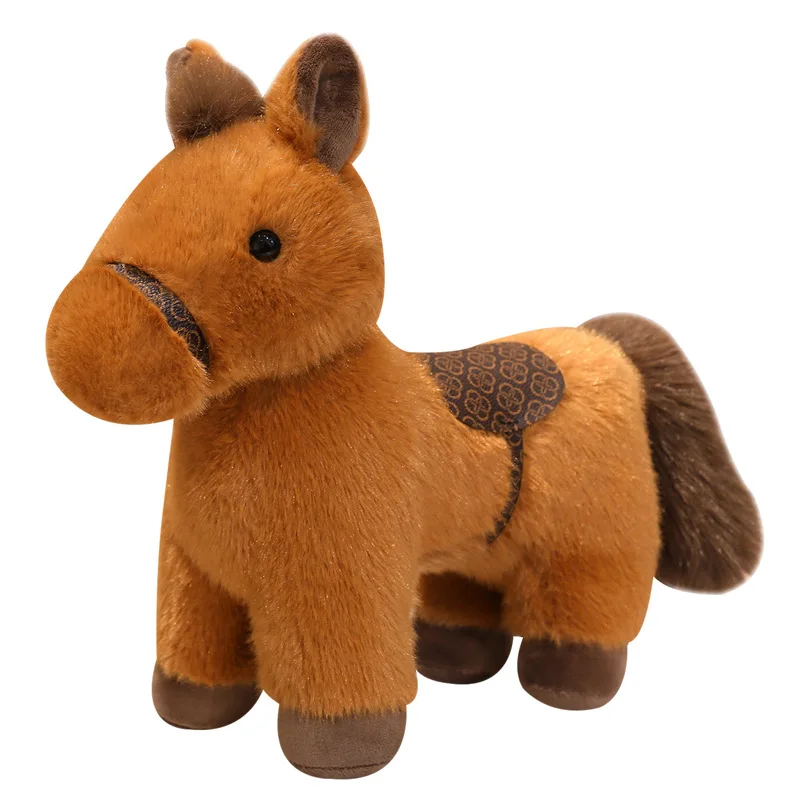 2026 Nuovo Carino In Piedi Pony Bambola Peluche Giocattolo di Simulazione Animale Sdraiato Postura Pony Zodiaco Cavallo Peluche Bambola Regalo Di Compleanno Per Bambini