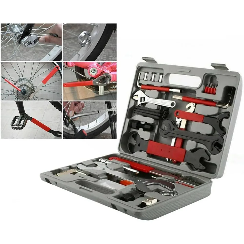 

44pcs Bicycle Repair Tool Kit Bike Flywheel Removal Chain Breaker Cutter Crank Puller Bike Wrench Cassette Bracket Extractor Set