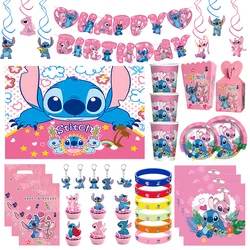 Disney Lilo i Stich Dekoracje na przyjęcie urodzinowe Zastawa stołowa Banner Backdrop Kit Angel Balloons Deco Girl Happy Gifts Set Supply