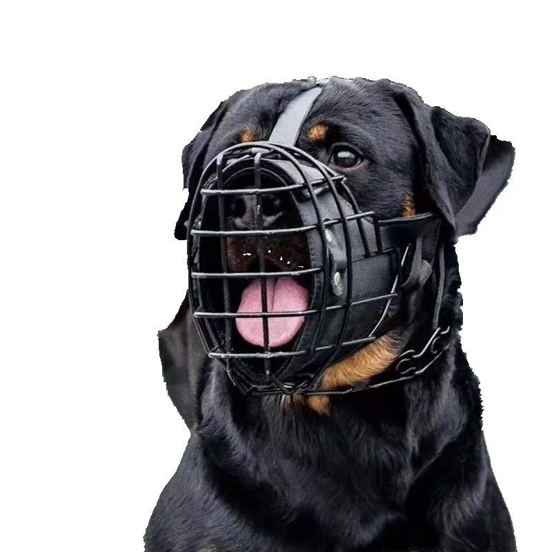 Dog Tactical Muzzle Cage Deterrent Stainless Steel Rowe Caucasian Round Mouth Muzzle Cover Training Duty Muzzle Cage