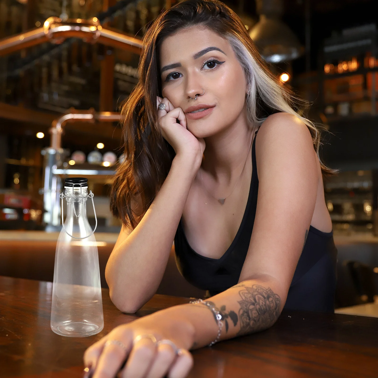 

Pitcher with Lid Square Water Bottle Glass Bottles Lids Watter Juice Reusable Drink Refillable