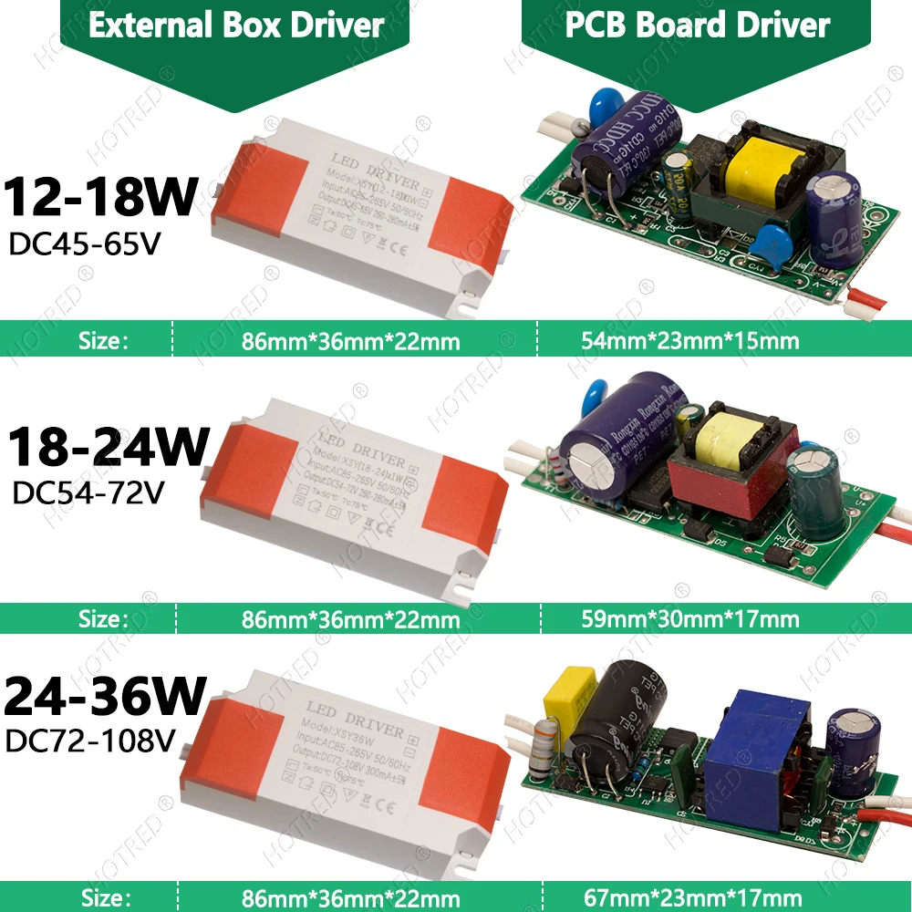 LED Driver 280mA Board Shell 1-36W AC85-265V To DC9V12V15V21V24V48V60V90V Lighting Transformer Panel Ceilling Lamp Strip Supply