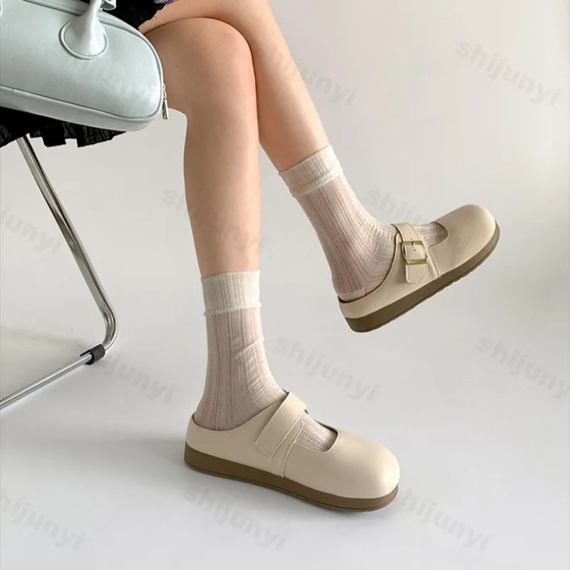 

Vintage Shallow Mouth Casual Half Slippers for Women 2025 Autumn New Fashion Solid Color Versatile Non Slip Comfortable Draggers